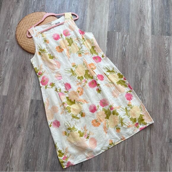 J. Jill Floral Sleeveless Dress - Pink, Green, Cream - Picture 1 of 6